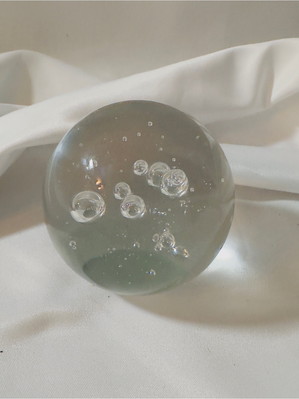 Hand Blown Glass Bubble Paperweight - Clear Glass 2.5" Dome Flat Bottom
